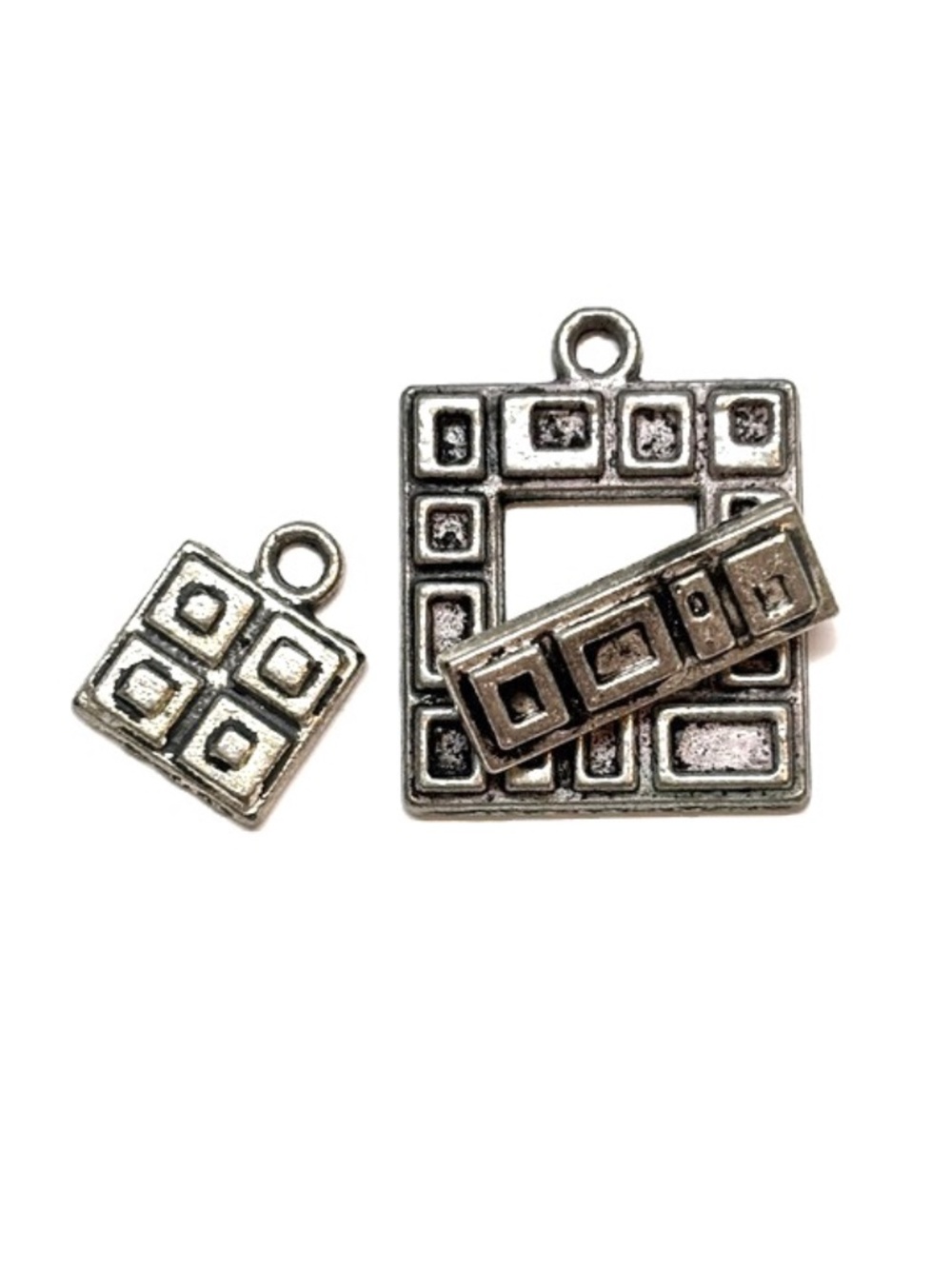 🔥$1 Clearance Antique Silver Square Toggle Clasps and Dangle 22mm x 17mm (3)